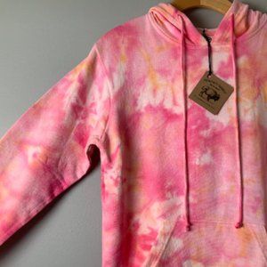 small TIE DYE hoodie UNISEX pink orange hand dyed